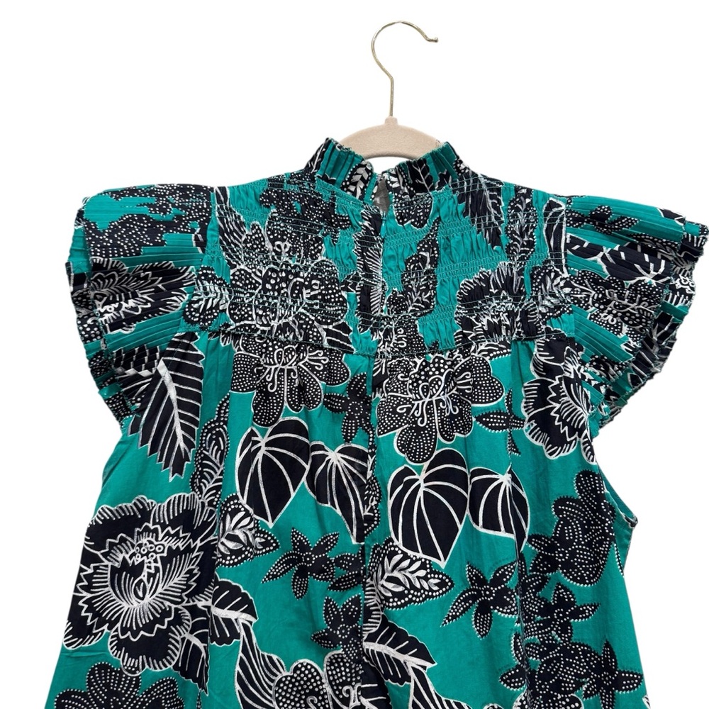 Love the Label Mini Dress Boho Floral Resortwear Preppy Green Black Sz S - Picture 10 of 16